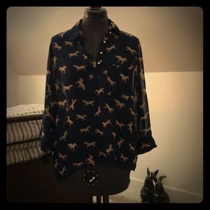 Airy stallion navy blue blouse